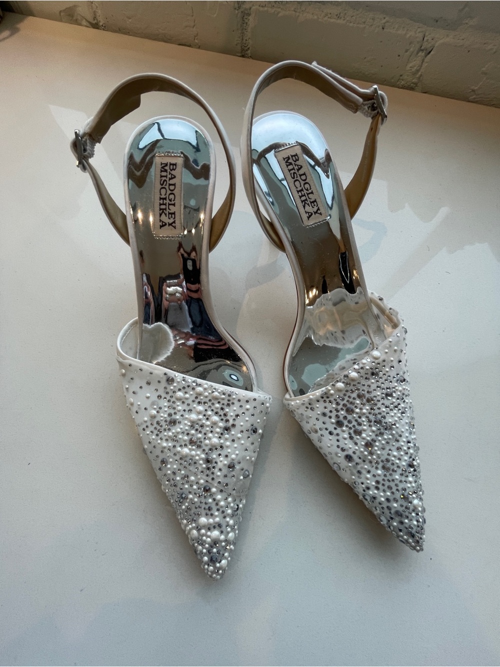 Badgley Mischka Brenna Rhinestone Slingback Heels Size 7.5
